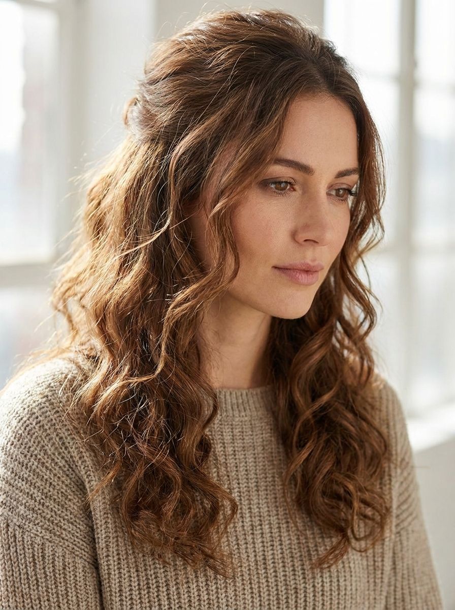 Half-Up mit lockeren Locken - Frisuren mit Lockenstab